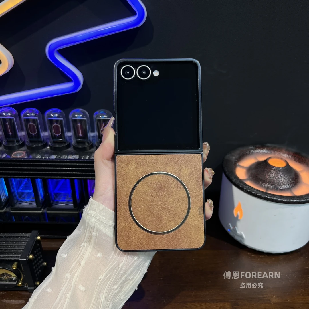适用于三星zflip7手机壳折叠屏flip7全包防摔磁吸保护套疯马纹