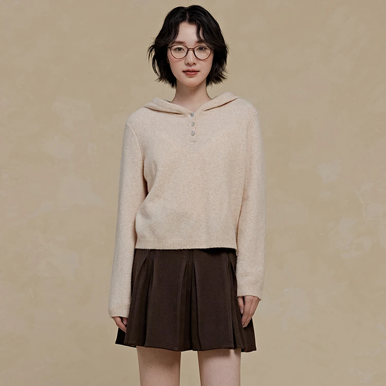 【银泰百货OH】pit复古连帽针织衫女冬季毛织衫110D440326