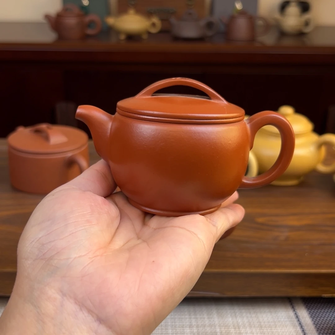 茶壶紫砂朱泥汉瓦半手瑕品150cc