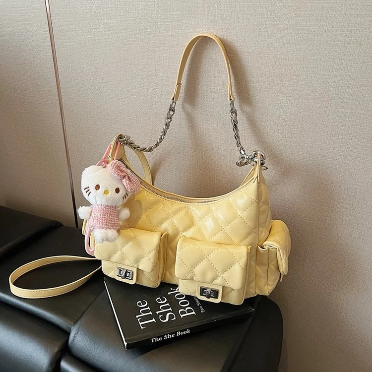 哈喽KT菱格ins夏季时尚网红月牙包包小众