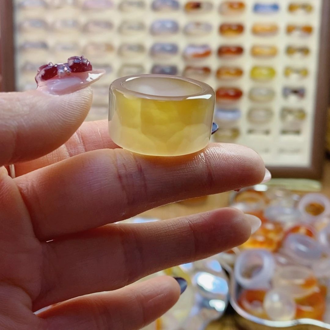 玛瑙/玉髓戒指未镶嵌橙*м