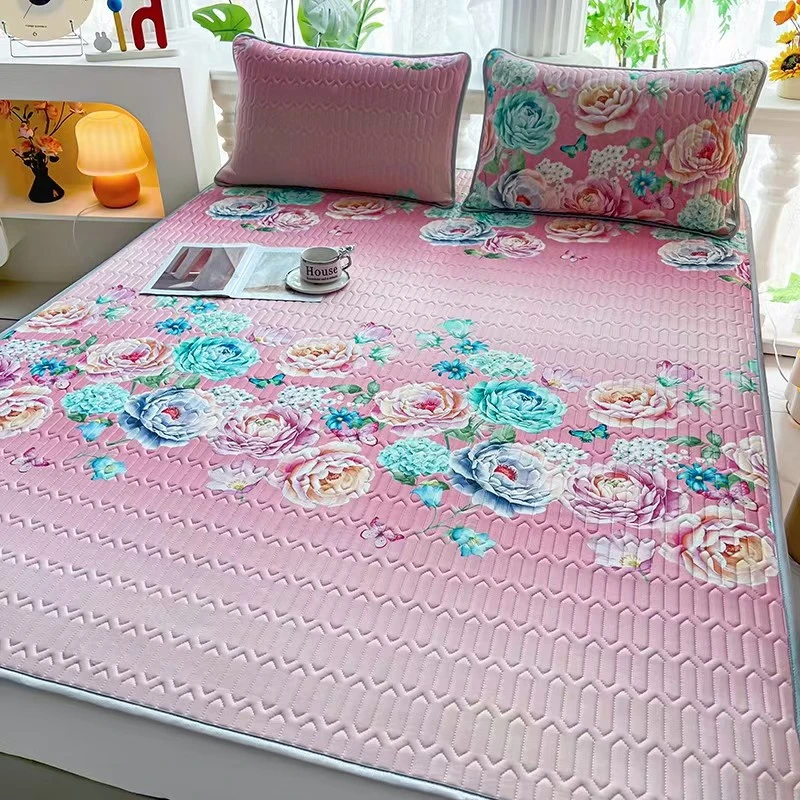 夏凉冰丝乳胶凉席三件套宿舍学生单人降温空调家用软席子可水机洗