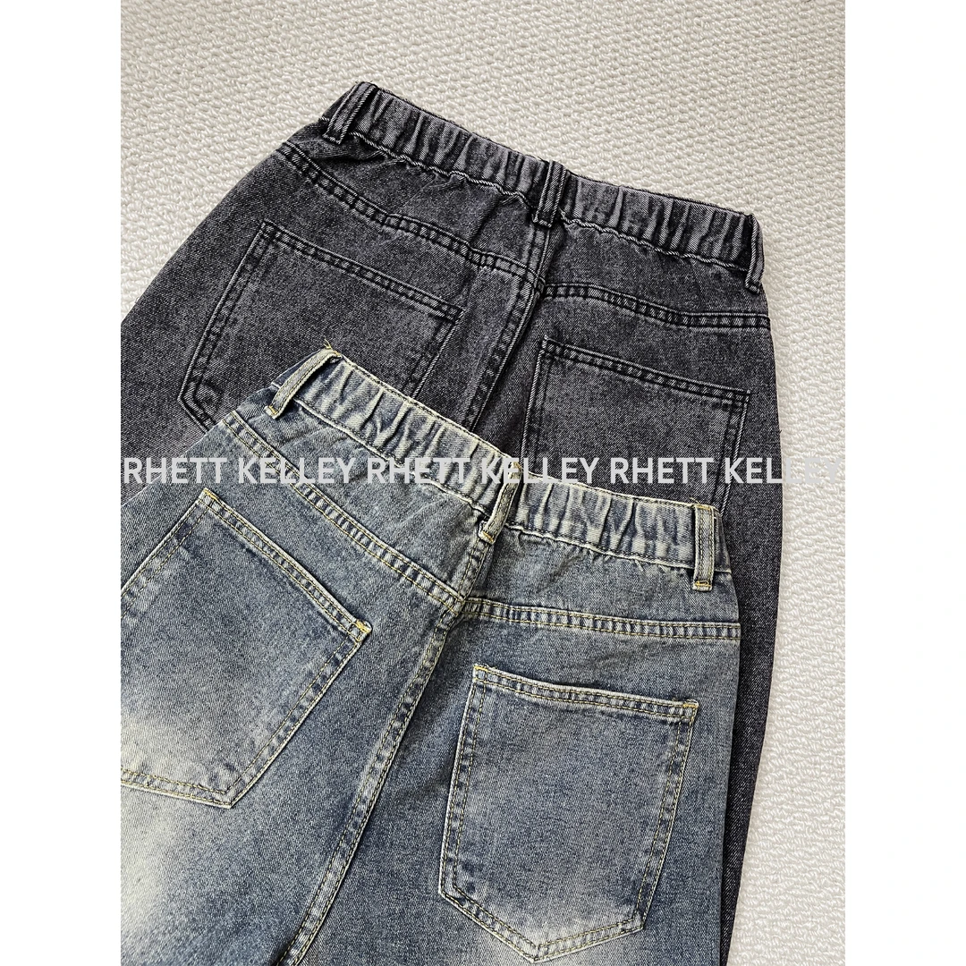 『复古艺术』美式复古水洗做旧牛仔裤男士夏季新款宽松直筒休闲长裤