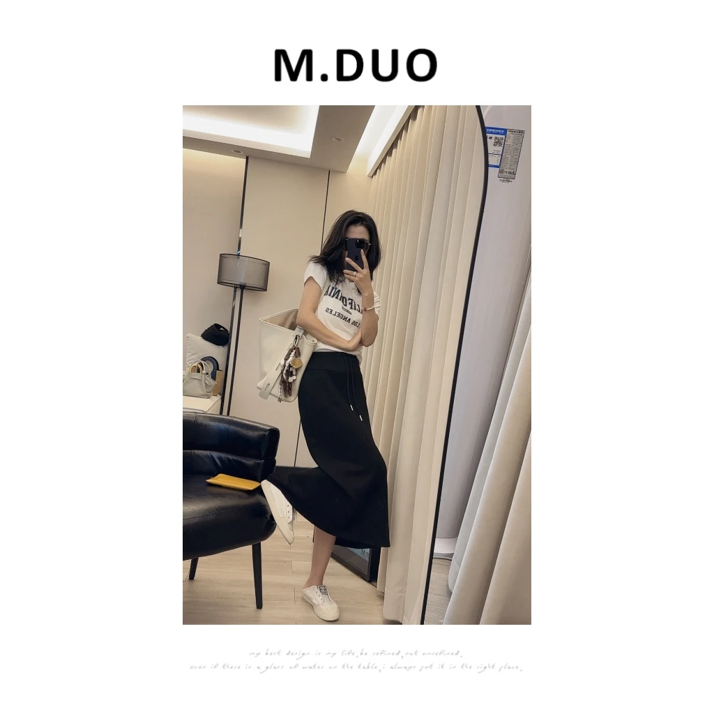 M.DUO 时尚夏季显瘦修身街拍设计感抽绳半身裙3087