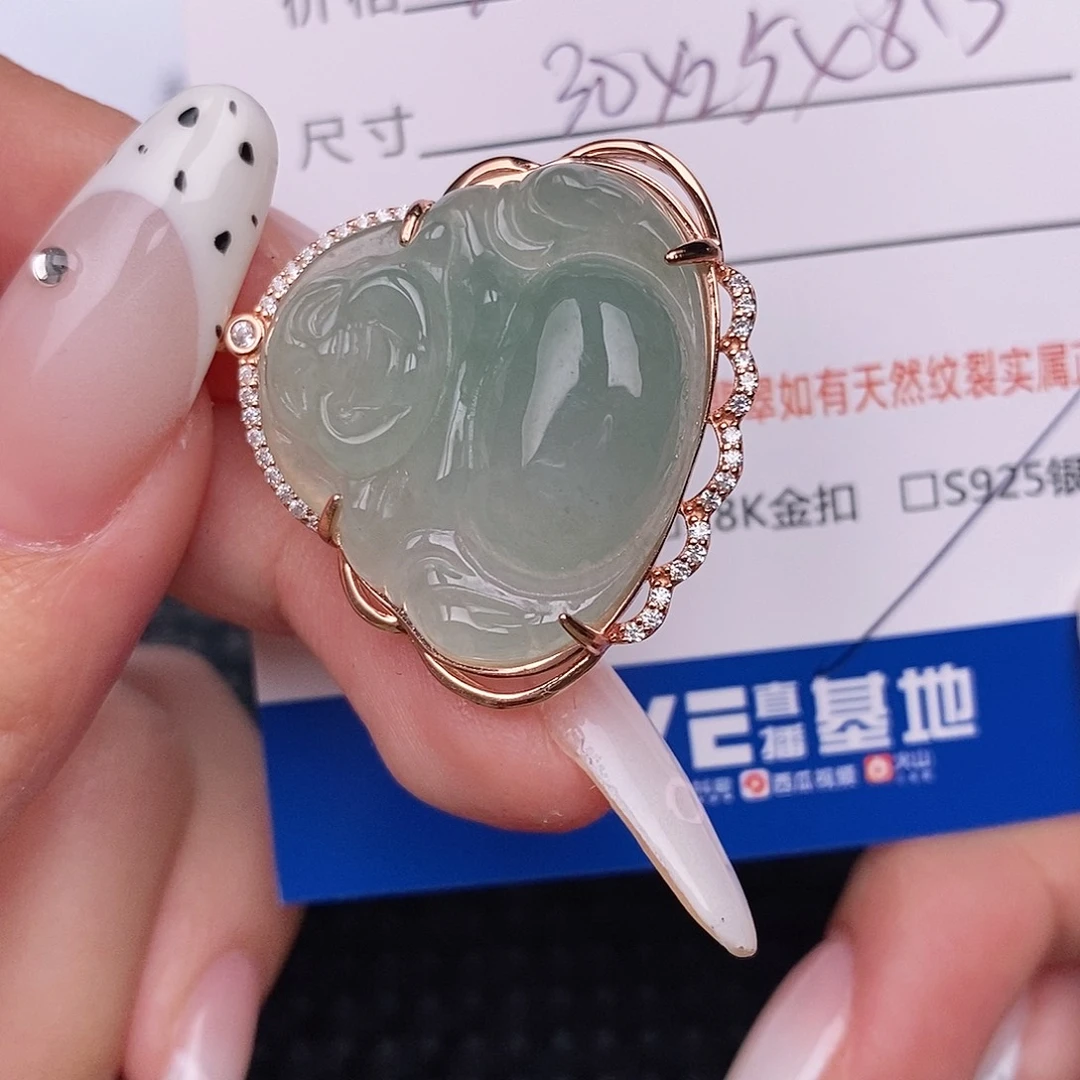 翡翠银S925镶嵌颈饰吊坠