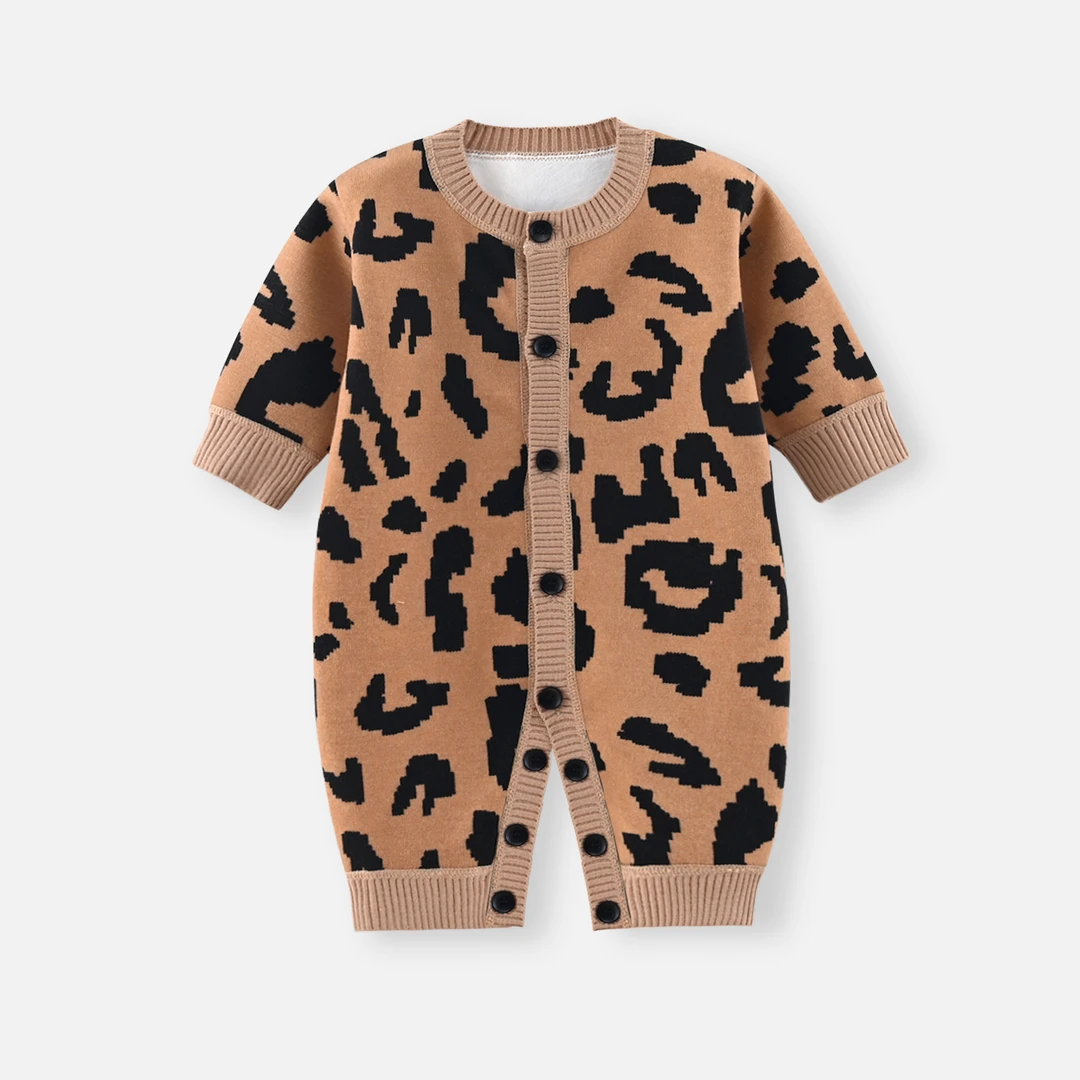 2025韩版女宝宝豹纹开衫可爱洋气针织洋气女宝宝春秋款秋冬毛衣