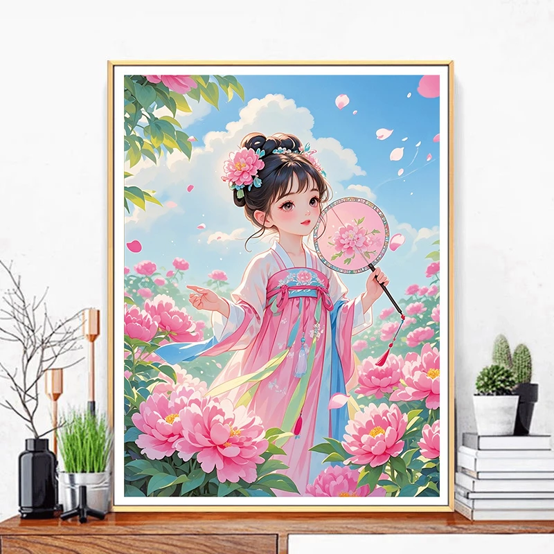 皇室蒙娜丽莎古风少女插画花神十字绣2025年新款爆款客厅高级刺绣