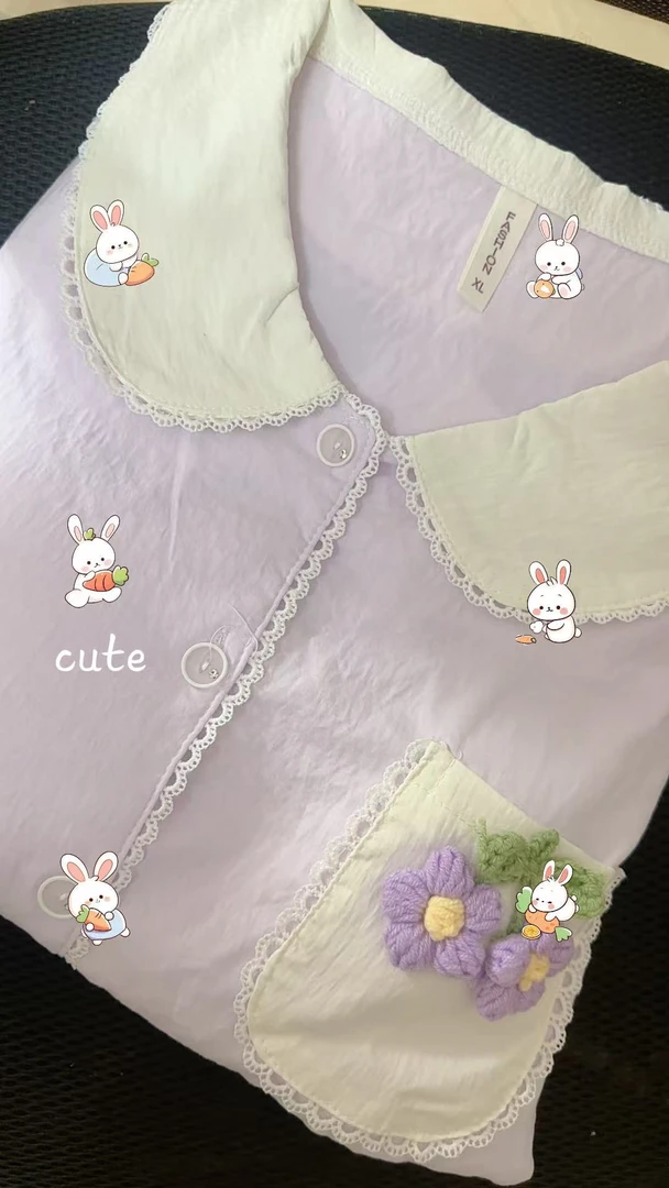 睡衣秋季时尚女士长袖开衫家居服宽松甜美