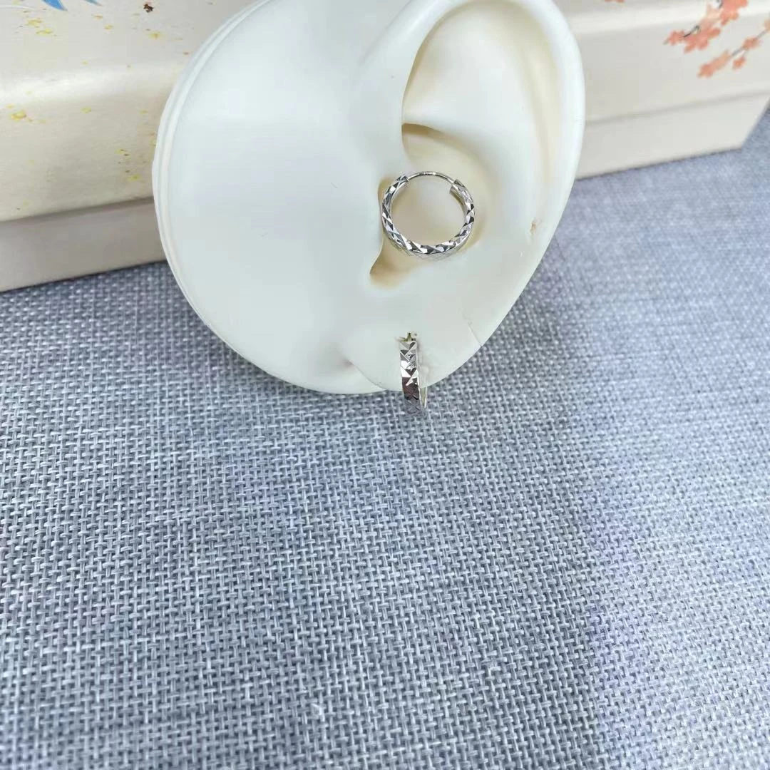 PT950 铂金耳饰  满天星耳圈 内径约11mm宽约2.4mm S 63008