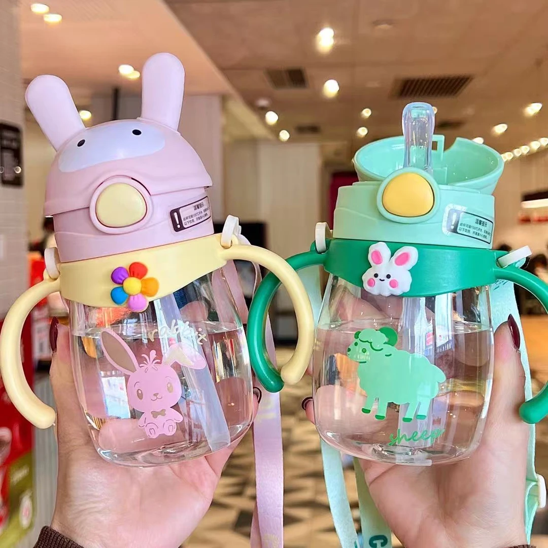 【开学季】奶瓶水杯儿童学饮杯带吸管手柄刻度新款可爱幼儿园上学杯