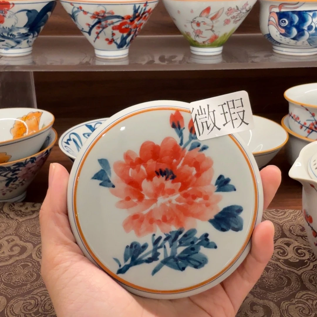 釉下手绘茶具微瑕