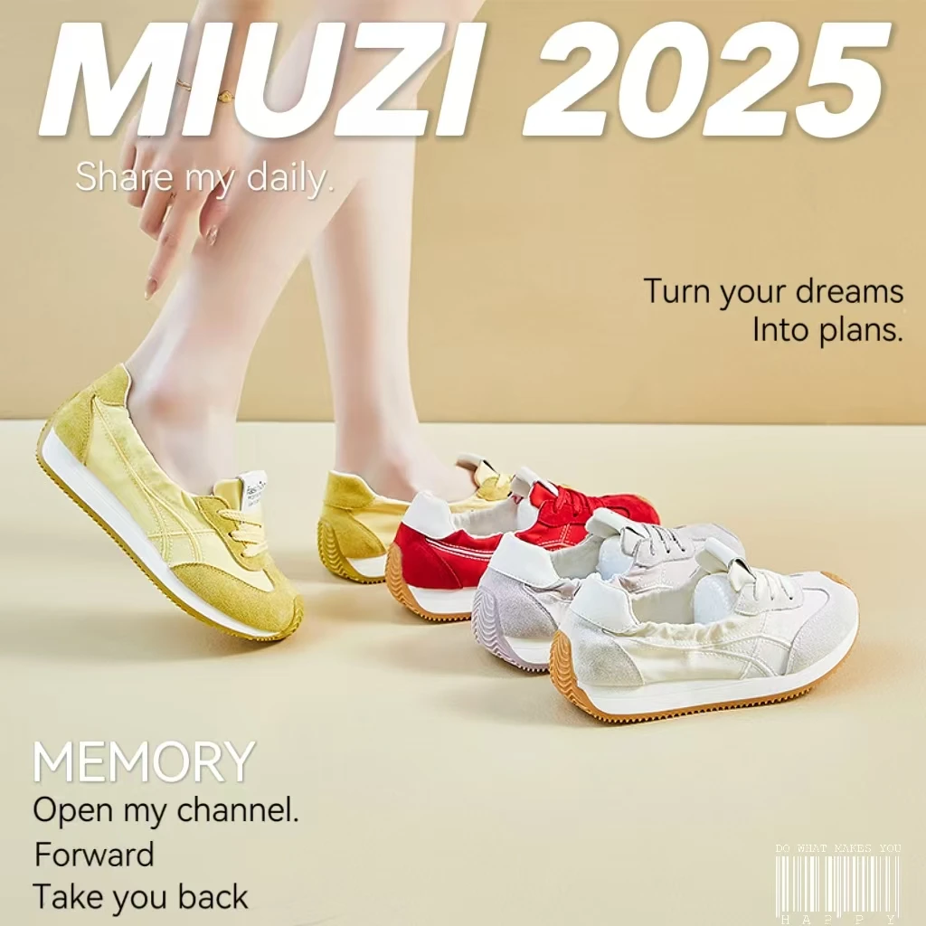 2025日系春季新款冰丝德训鞋女 潮跑步休闲百搭平底透气阿甘鞋W