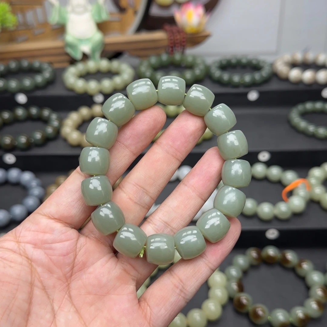 手链未镶嵌和田玉且末蓝直切14mm