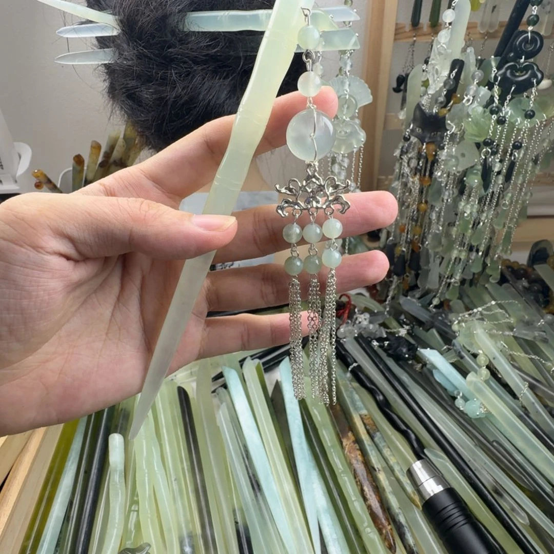 蛇纹石玉合金发饰