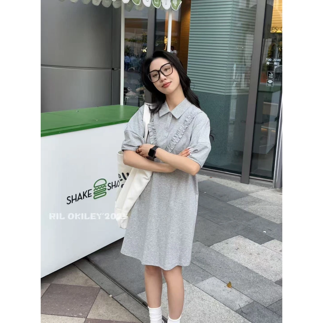 8915翻领休闲百搭连衣裙