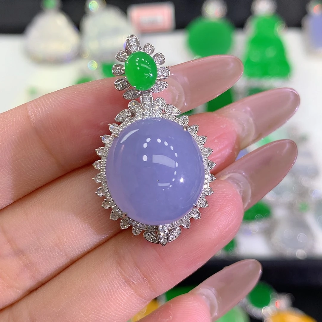 翡翠颈饰18K金镶嵌111111111