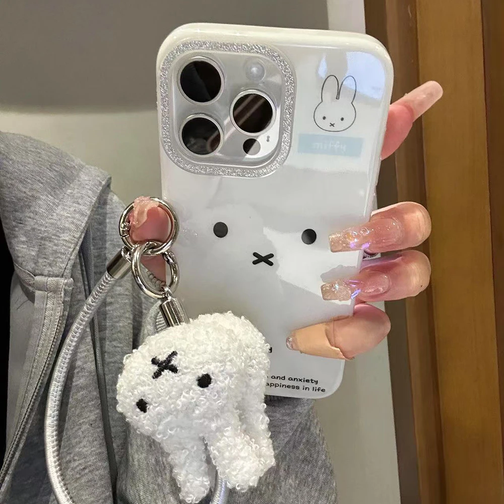 韩系卡通米菲兔表情适用iPhone16promax手机壳15少女14可爱13新款