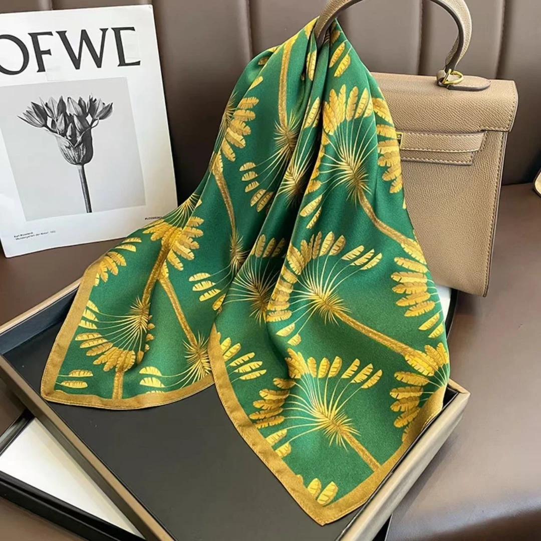 31号【金色椰子树】春夏季新款女士百搭围巾方巾丝巾