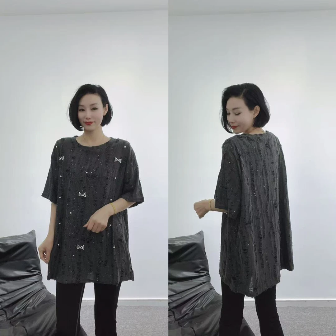 蒋姐家 欧货重工珍珠蝴蝶结大版T 米