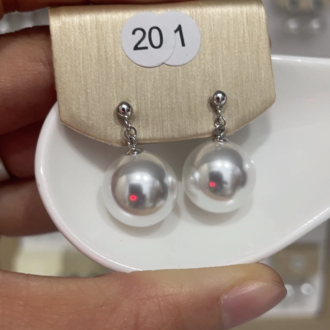 耳饰银S925镶嵌淡水珍珠