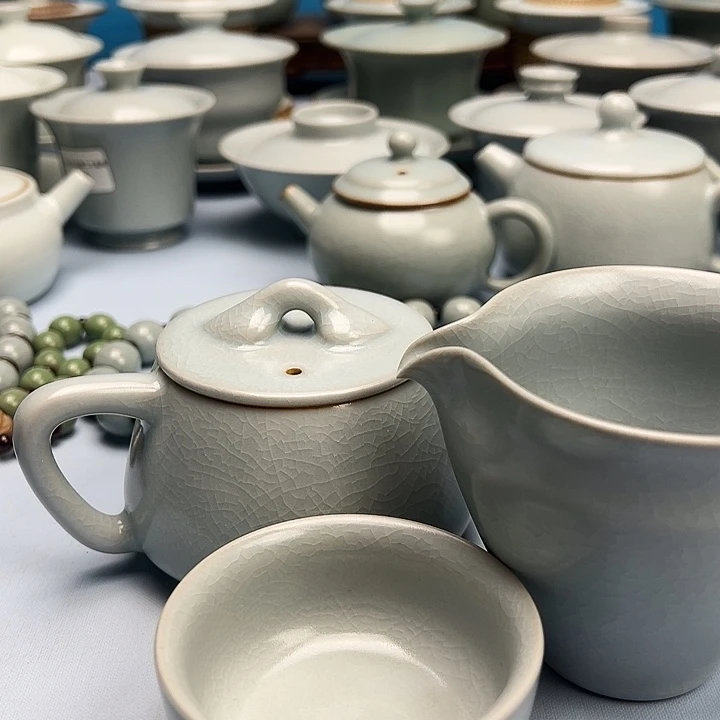 用***1杯仿古月白釉壶➕公道➕杯子原矿原釉原产地