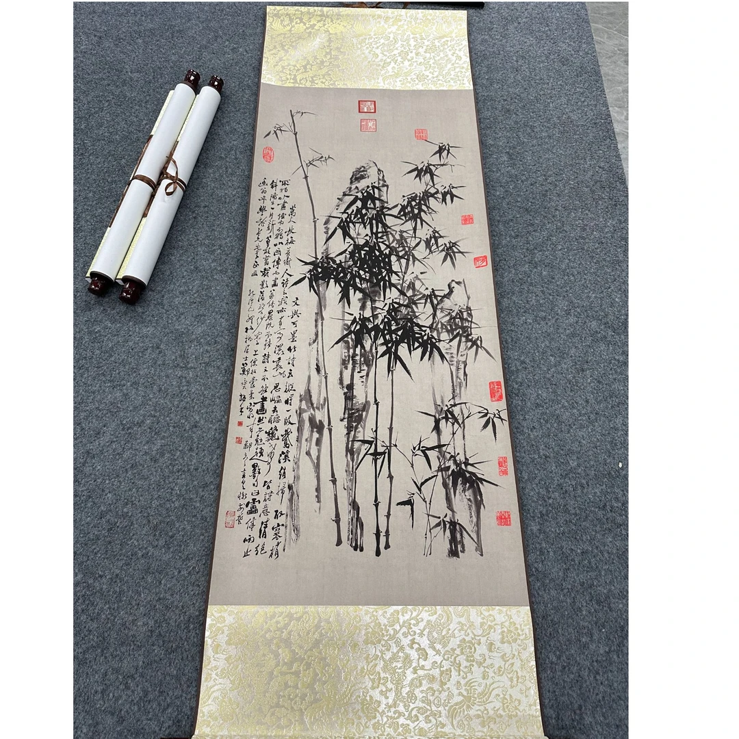精装140*45《墨竹》居家软装卷轴画
