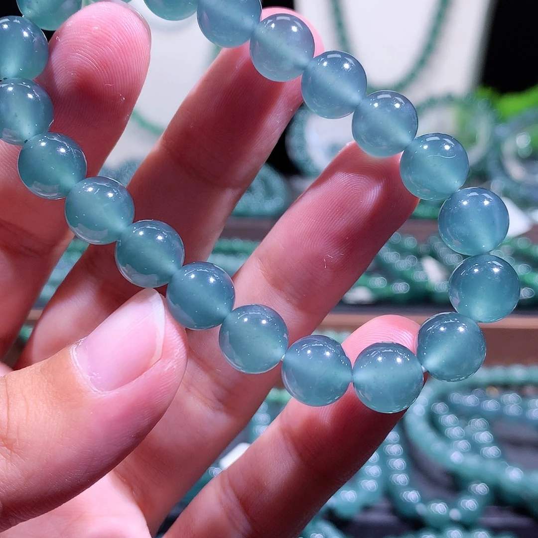 小***鱼翡翠未镶嵌手链天然a货翡翠手串9.8