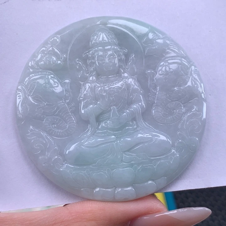 颈饰未镶嵌翡翠普贤菩萨吊坠