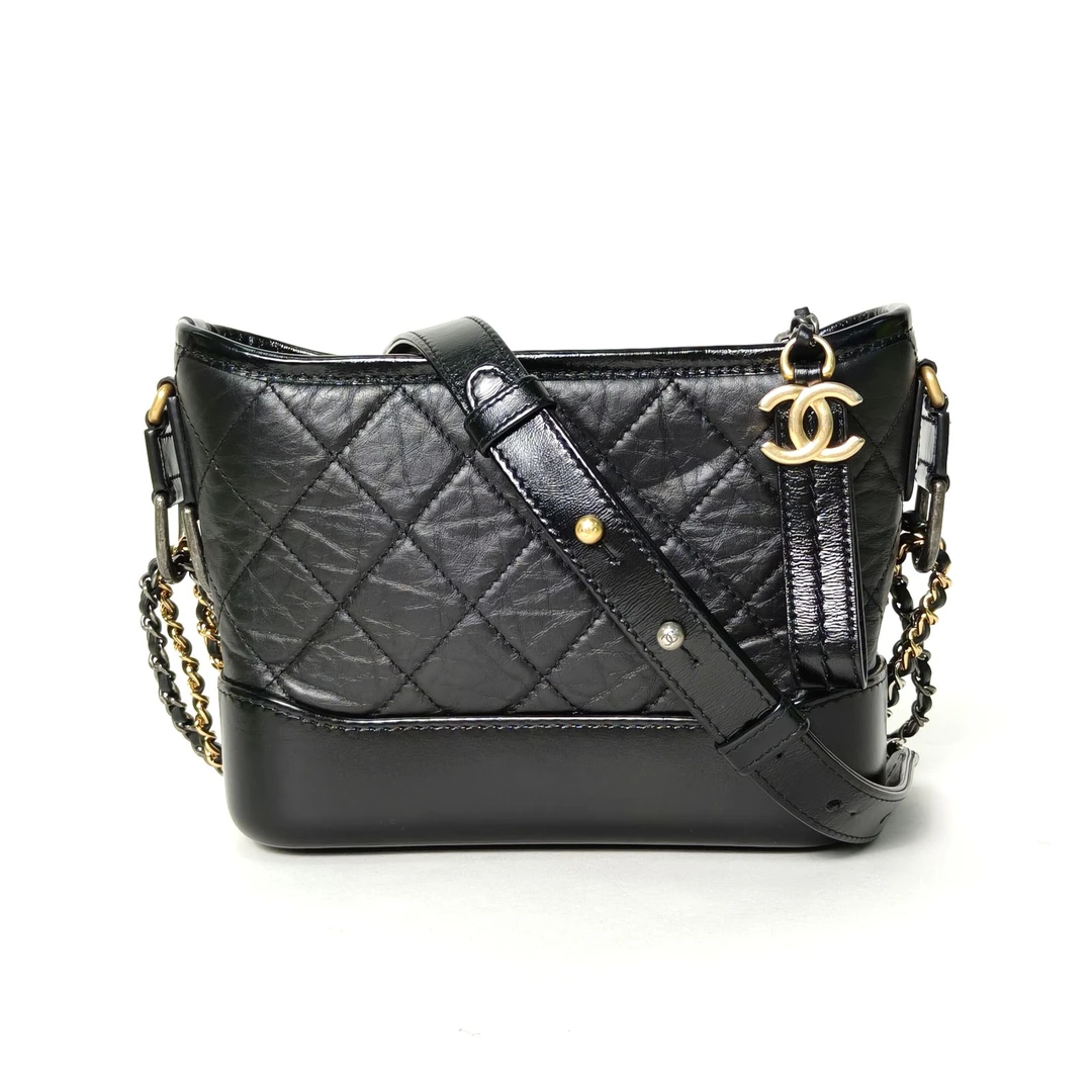 99新 Chanel/香奈儿 小花柳 流浪 小号 20cm 黑色 芯片开 金银扣