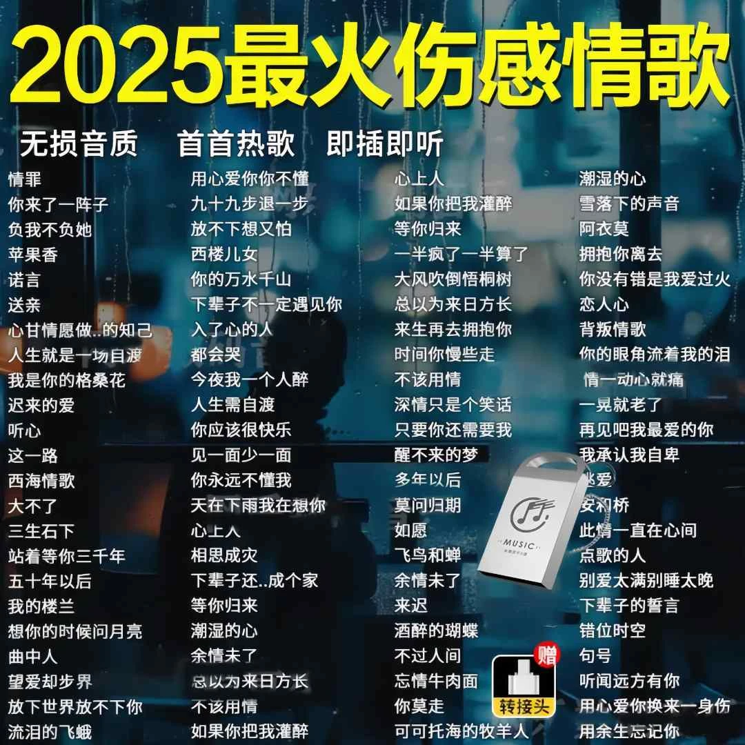 2025最火伤感情歌高品质音乐U盘抖音流行热门催泪伤心MP3/4榜视频