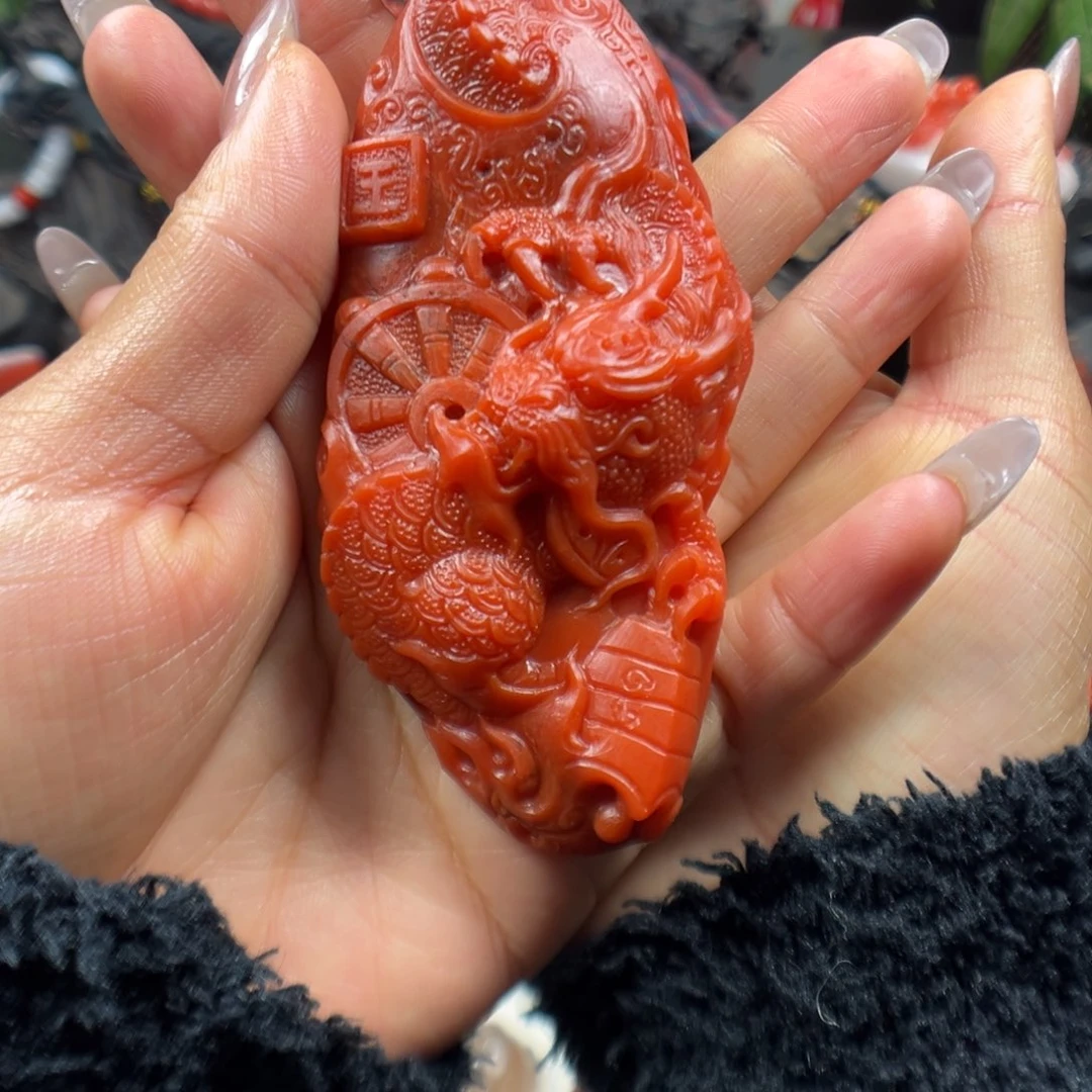 难***玉南红玛瑙未镶嵌手把件