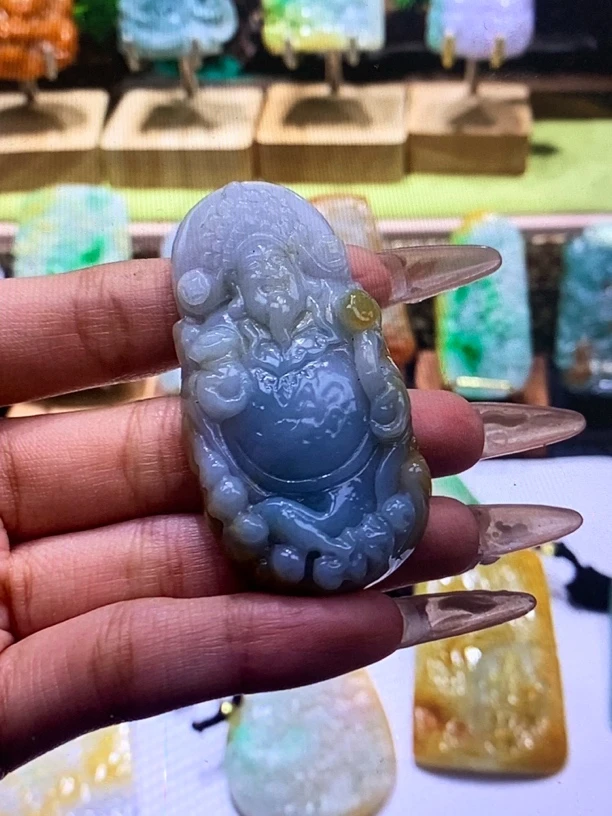 翡翠挂件毛货抛光一物一证