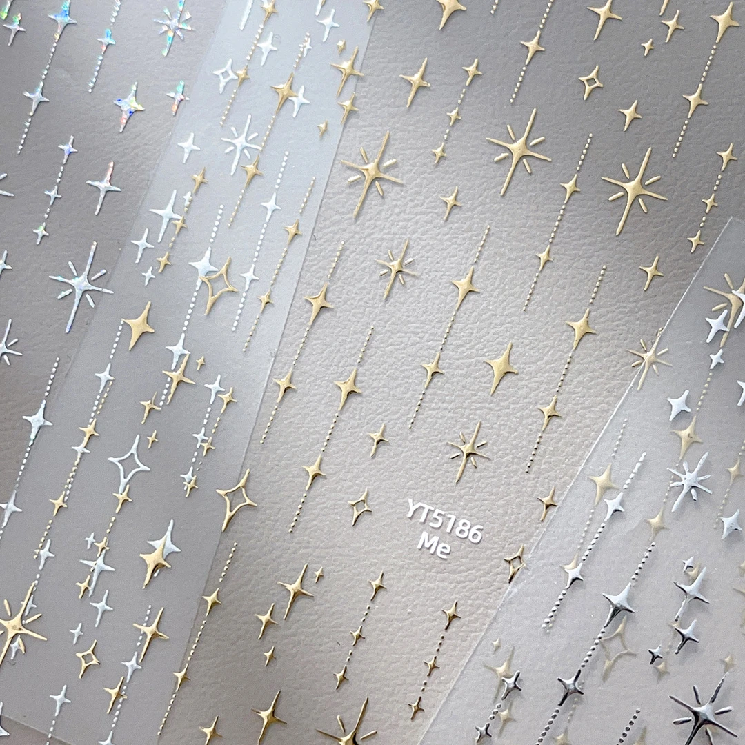 烫银芒星美甲贴纸简约纯欲星星甜美法式款装饰贴纸手机壳贴纸