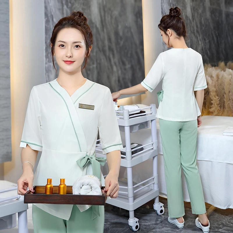 技师工作服定制美容院足浴足疗沐足按摩养生师夏季新款工衣套装女