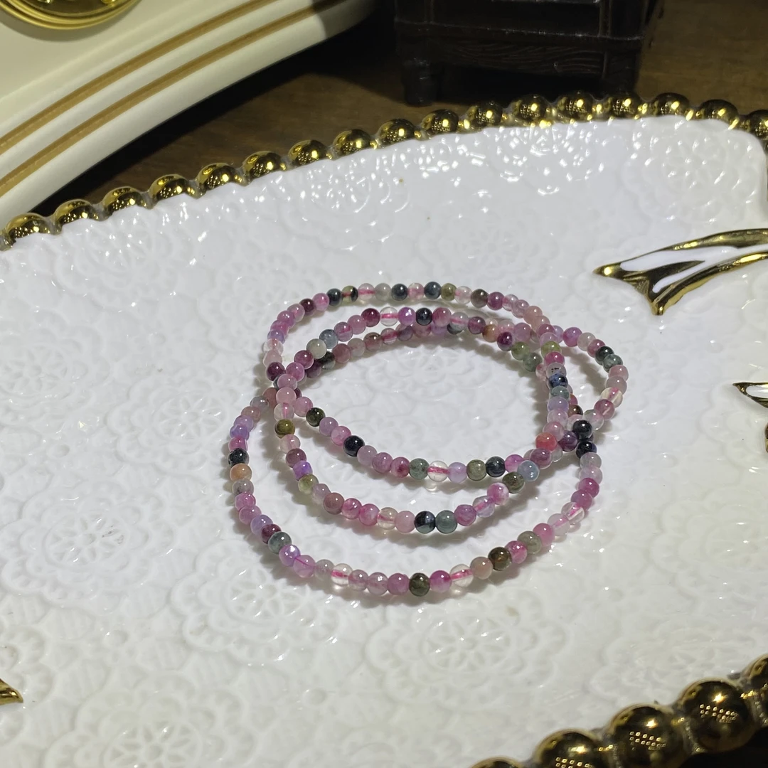天然老矿糖果碧玺手串多圈-多样性发其一V727
