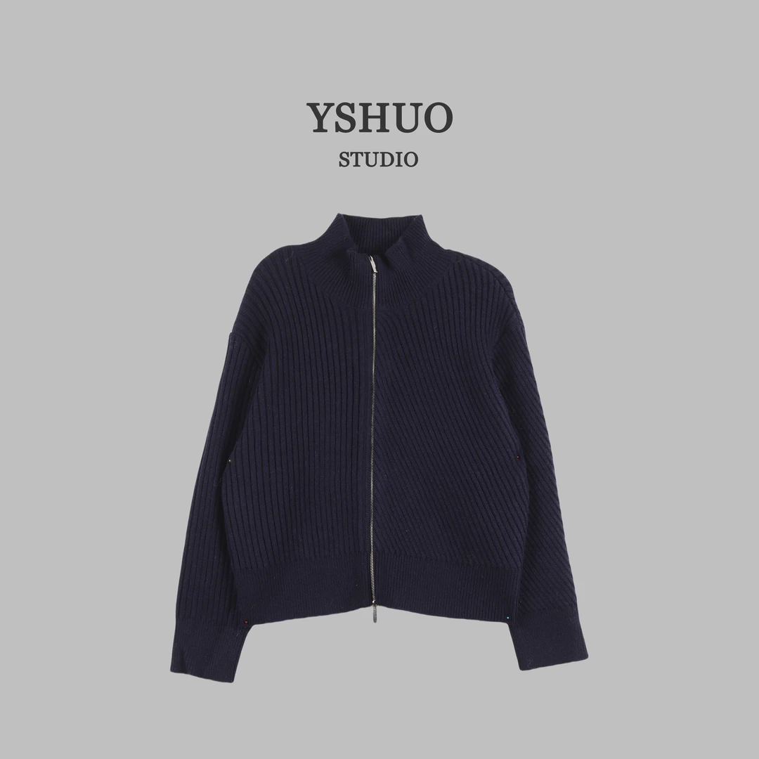 【红红推荐】立领纯色小众袖口设计拉链毛衣 230002