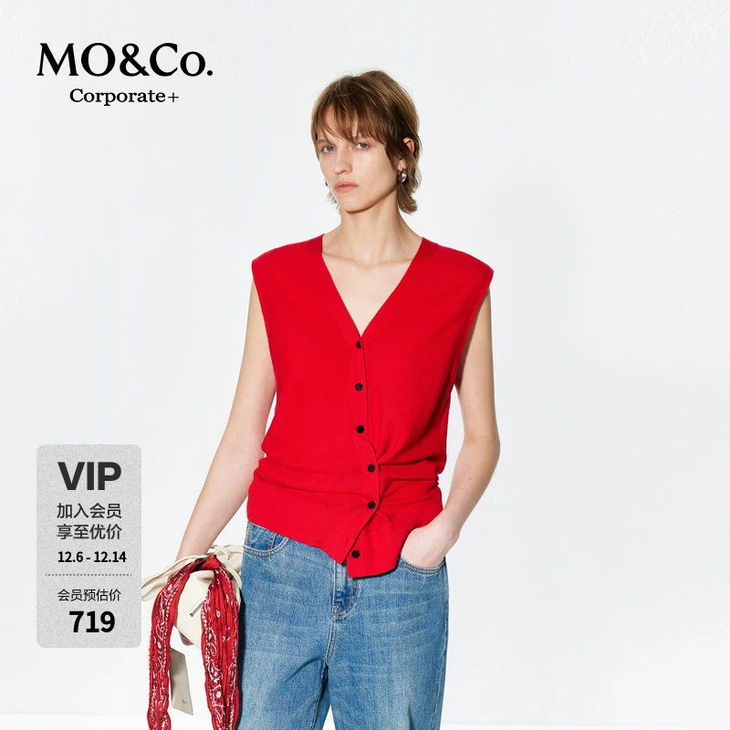 【C+系列】MOCO轻薄针织衫开衫2025夏新品细支绵羊毛MBE2CAR006