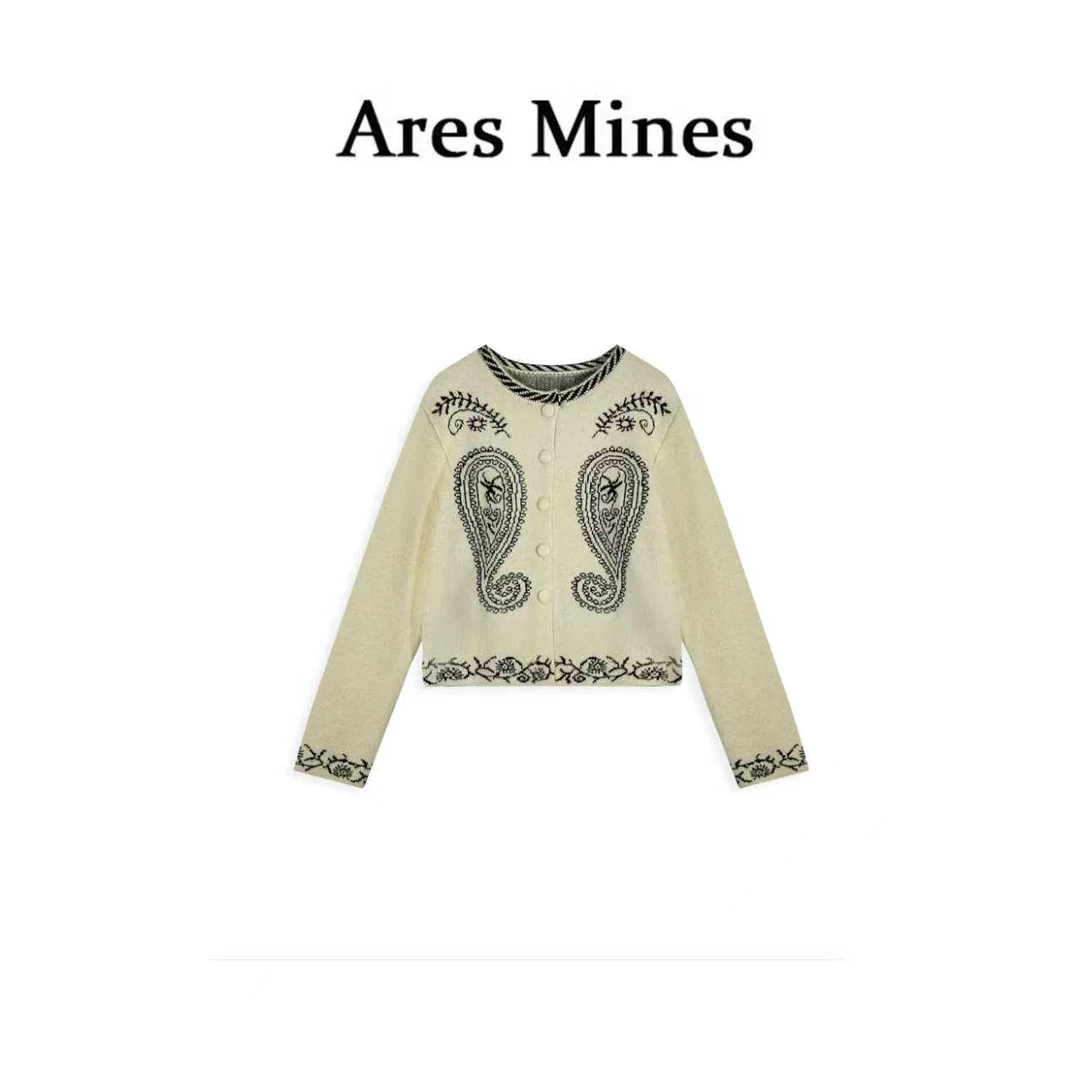 【盛朗熙Ares Mines】织梦绣痕 古着感重工刺绣针织开衫毛衣外套