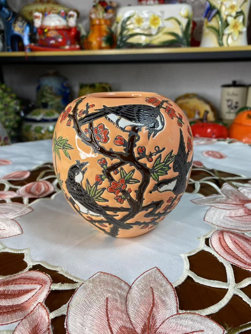 欧式复古陶瓷粉彩花瓶将军罐民宿家居样板间桌面摆件博古架装饰