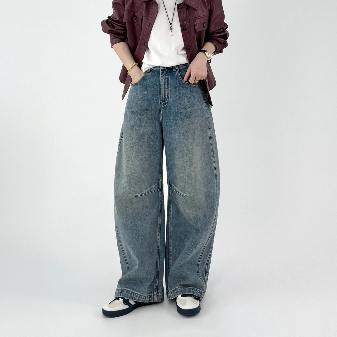 花匣子牛仔裤官方旗舰店2025秋季新款幂式穿搭松弛感弯刀裤20361