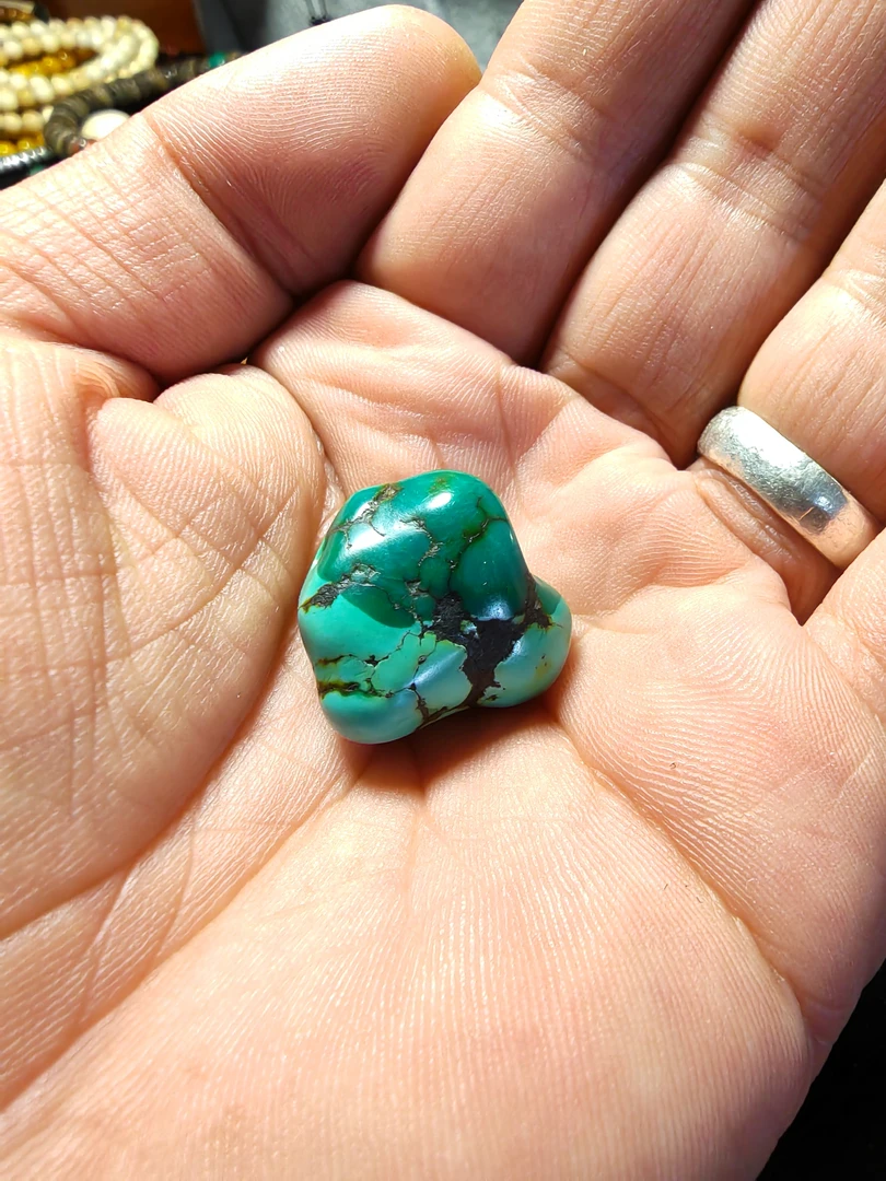 非金属陶瓷吊坠 藏系原矿老松石