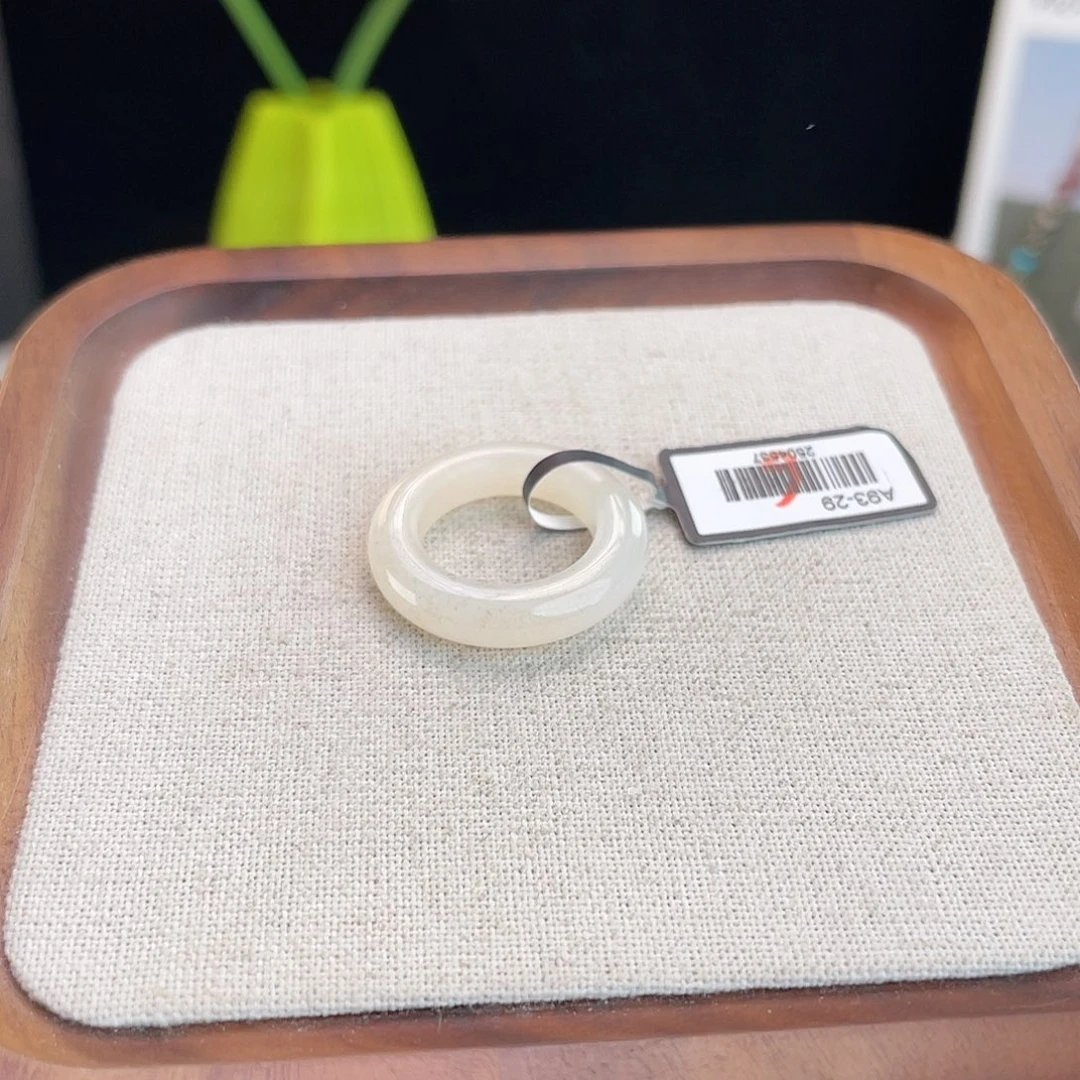 和田玉未镶嵌戒指U14奶白糖花16.1不退换