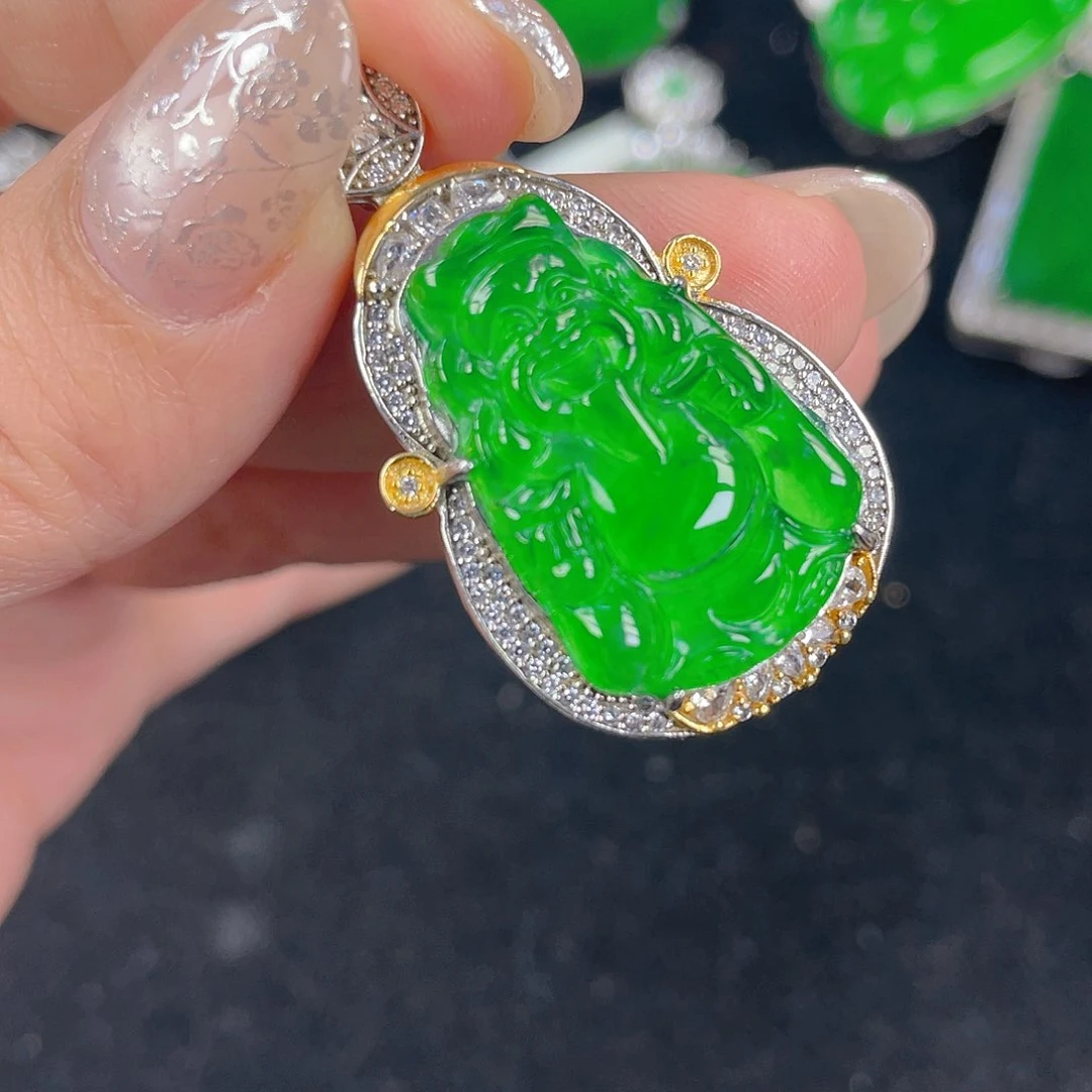 翡翠吊坠(不含链)银S925镶嵌