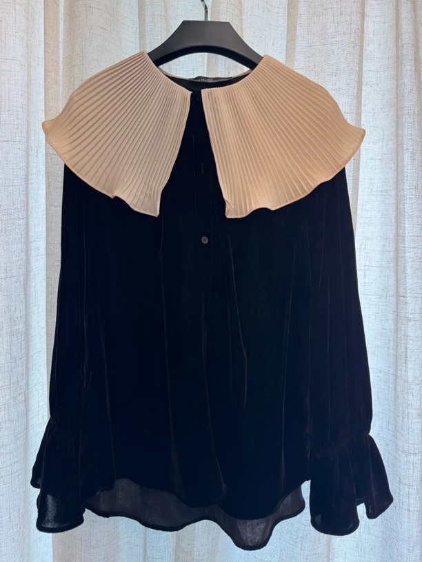 HMM法式丝绒大领子上衣