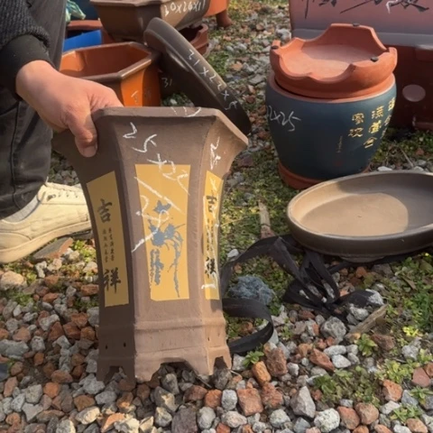 红陶紫砂花盆盆景盆栽瑕疵