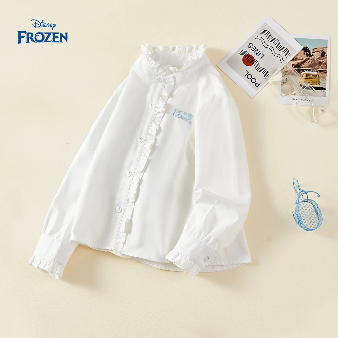 Disney/迪士尼荷叶边女童衬衫春季可爱甜美休闲儿童长袖针织外套