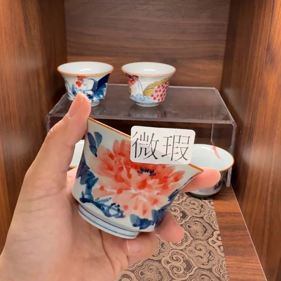 釉下手绘茶具微瑕
