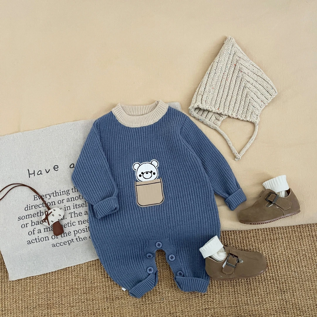 超萌小月龄秋装连体衣婴儿衣服针织包屁哈衣洋气宝宝毛衣外出爬服