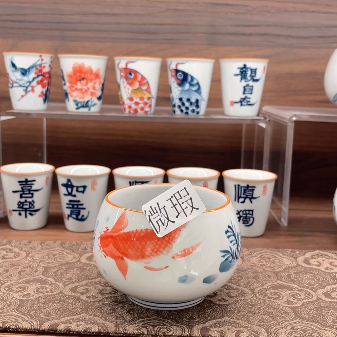 釉下手绘茶具微瑕