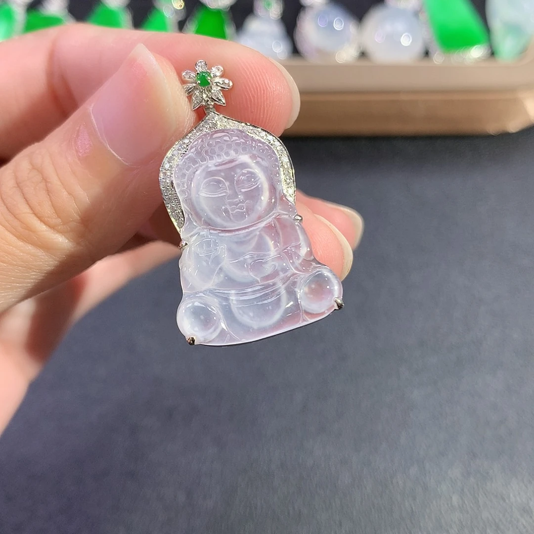 翡翠18K金镶嵌吊坠(赠链)